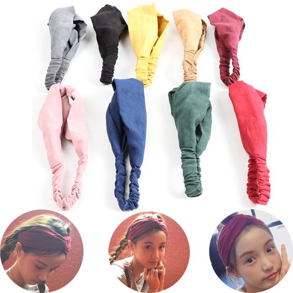 

девушки лоб оголовье boho yoga тренажерный зал сплошной цвет hairband головные уборы вязать cross headwrap тюрбан тренировки бег головной уб, Black;brown