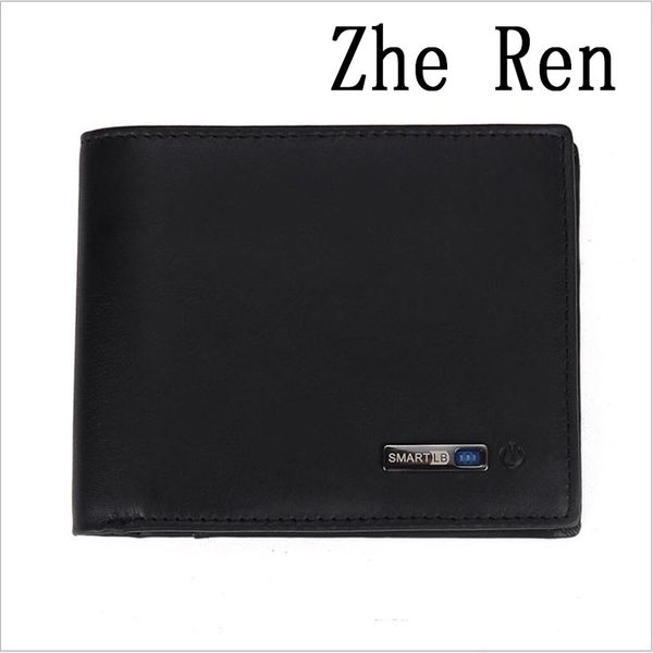 

men real leather money wallet head layer cowhide intelligent bluetooth anti - loss anti - theft fashion bag, Red;black