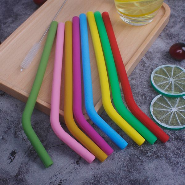

0.3 inch silicone smoothie straws, fda approved 8.46 inch straws for 20oz tumbler, set of 8 colorful bendy straws for kids