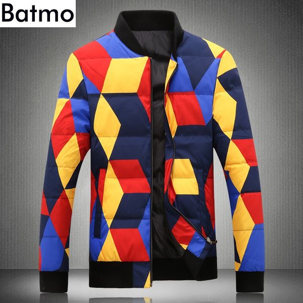 

batmo 2018 new arrival winter printed 80% white duck down jackets men ,men's warm winter parkas y18863, Black