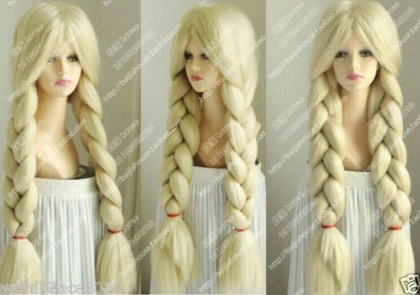 

cos light blonde long coarse braid when the shepherdess wig, Black