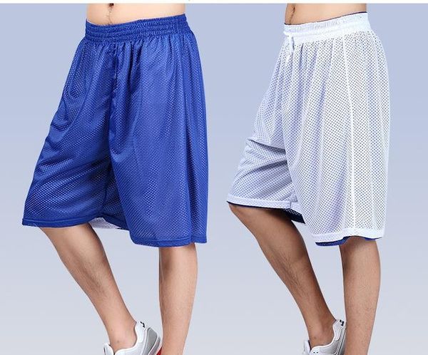 

2018 summer active joggers beach streetball elastic shorts double mesh reversible breathable knee length short, White;black