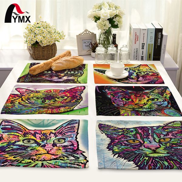 

42*32cm creative 3d animal cat printed table napkin for wedding set bowl dining mats kids table set home decoration accessories