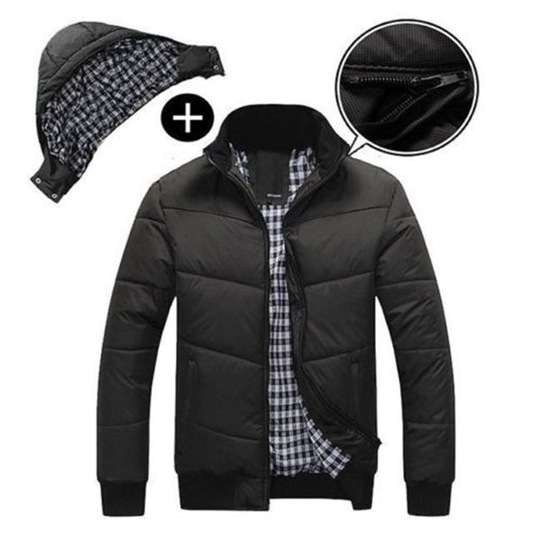 

brand men down parkas male casual hooded coats black zipper winter warm men's jackets overcoat detachable outwear male