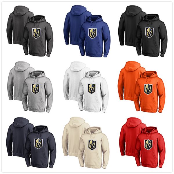 

men's vegas golden knights fanatics branded black ash white red orange embroidery primary logo pullover hoodies long sleeve outdoor wea, Blue;black