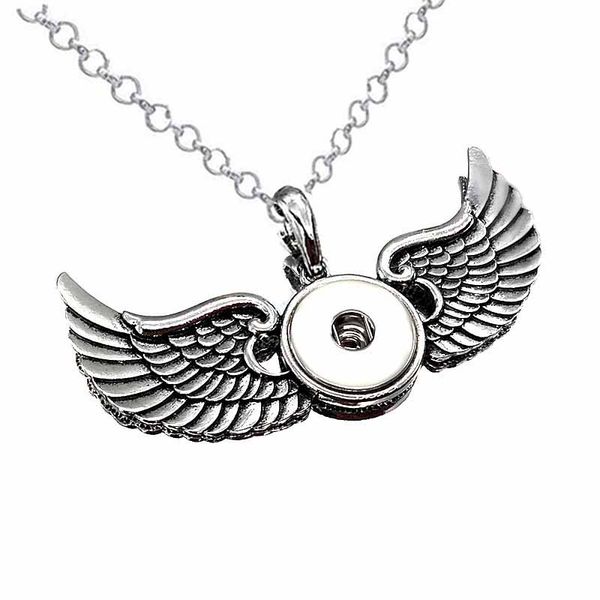 

interchangeable wing ginger 265 snap button pendant necklace jewelry fit 18mm snap button charm jewelry for women gift, Silver
