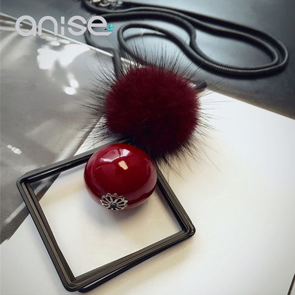 

anise vintage red imitation pearl multi layer long necklace woman hollow geometric square hair ball sweater chain lady jewelry, Silver