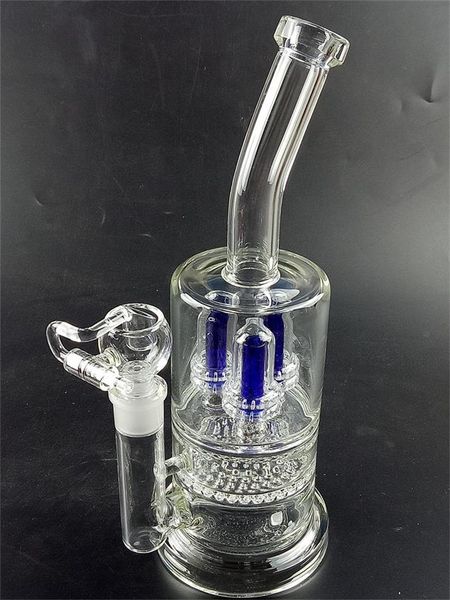 Bong in vetro a doppio filtro con narghilè Recycler Inline Perc Beaker Freezable Coil Dab Rig Tubi dell'acqua da 12 pollici Costruire piattaforme petrolifere