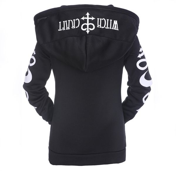 

new gothic punk women hoodies witch moon letter print loose polyester hood long sleeve casual thin sweatshirt black hoodies