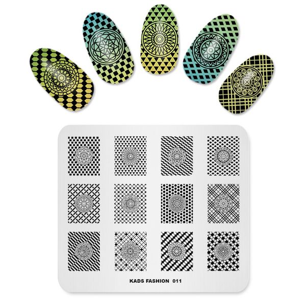 

rolabling 1pc 7cm*8cm geometry pattern series template diy image stencil beauty tools for nail art stamping plate, White