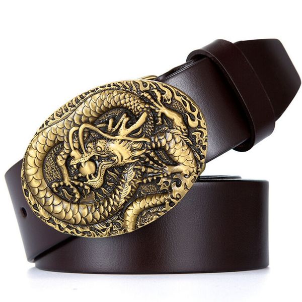 

2018 casual copper belt men fancy vintage chinese cowskin waistband smooth button waist strap luxury genuine leather, Black;brown