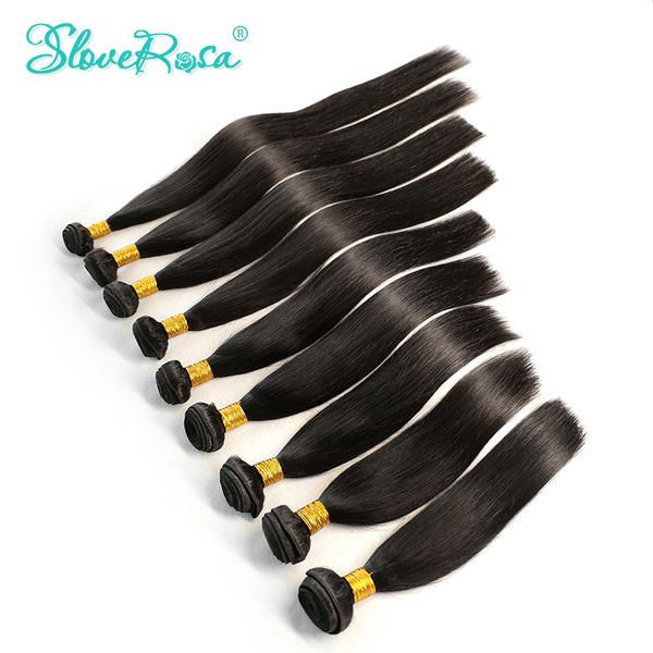 

slove rosa hair products peruvian remy hair straight 100% human extensions weaves bundles double weft weaving natural color, Black;brown