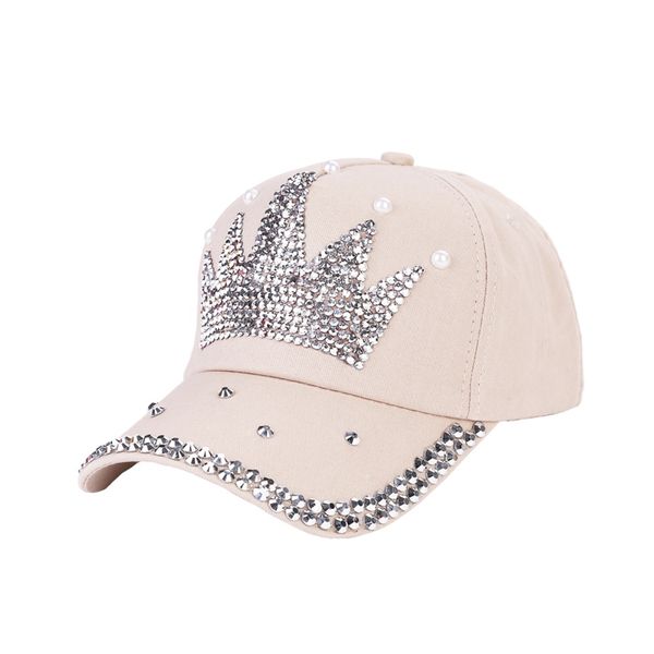 

hat women new hat baseball sun hats snapback rhinestone beads fashion pearl puseky female cap handmade baseball sports cap crown iupoo, White;black