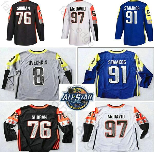 

atlantic division 2018 all jerseys star game roberto luongo shea weber evander kane erik karlsson larkin zdeno chara hockey jersey, Black;red