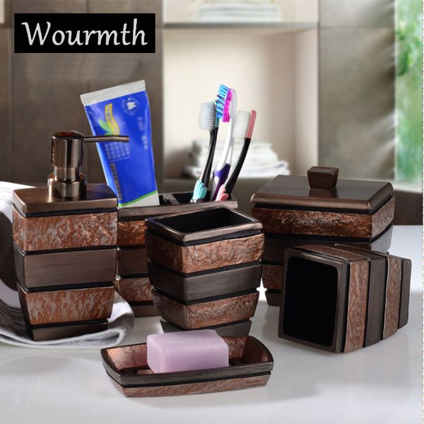 

wourmth european resin bathroom accessories set bathroom sanitary ware bath set toothbrushes cup holder soap dish gifts 6pcs/set