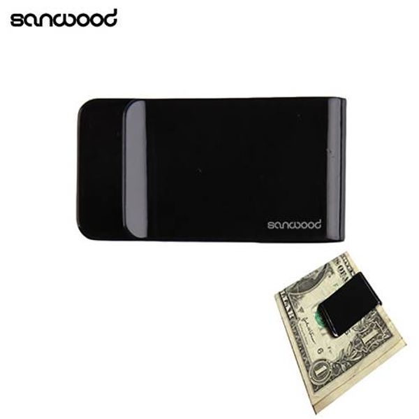 

1pc portable stainless steel mini simple pocket purse simple money clip holder, Black