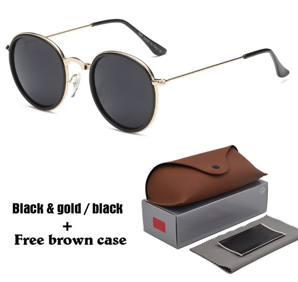

1pcs wholesale - round sunglasses men women brand designer round metal frame uv400 lenses retro eyewear sun glasses with box and cases, White;black