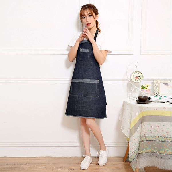 

denim bbq painting apron cooking cleaning apron kitchen bib coffee bartender neutral cowboy antifouling pinafore delantal