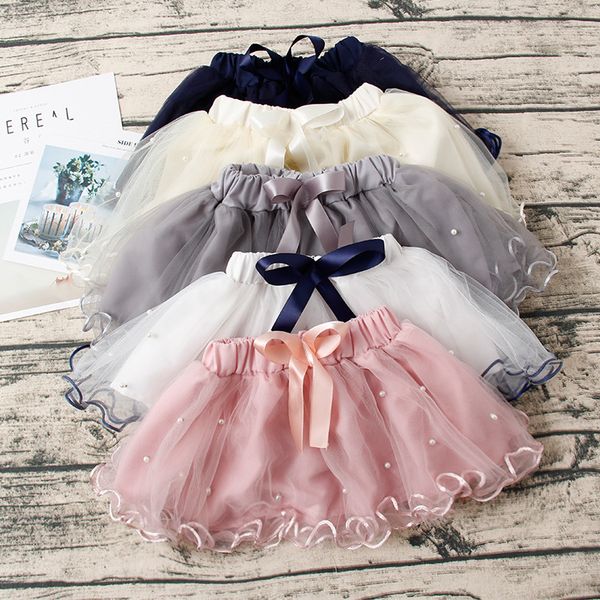 

In baby girl tutu kirt prince tutu kirt dance party performance mini kirt cute bow pearl kid girl kirt 5 color for 2 7t