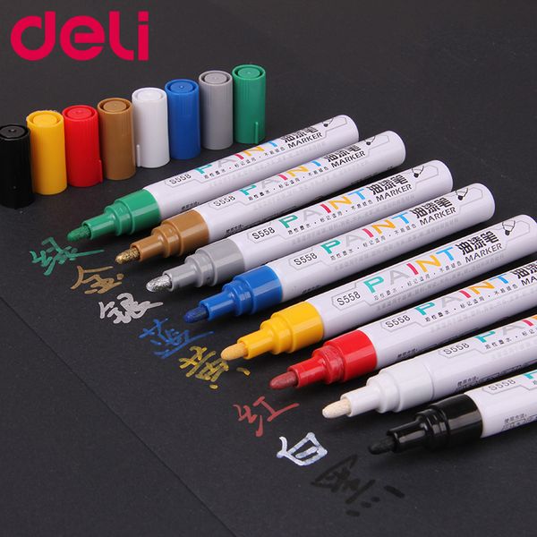 

deli permanent marker white paint marker pens assorted colors markers stationery school & office supplies cd wood rock tire mark