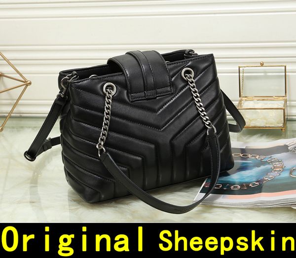 

Saint Original Овчины Кожа Lambskin Дизайнерские Сумки высокого качества женская сумка Натуральная Кожа Пряжка Серебряная цепочка Сумки На Ремне 1743
