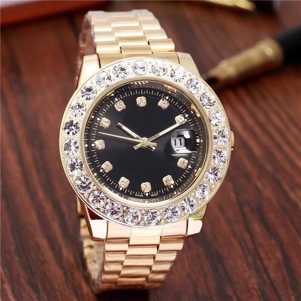 

2017 luxury super good president day date watch big diamond bezel multi-color) dial diamonds watches sapphire watches, Slivery;brown