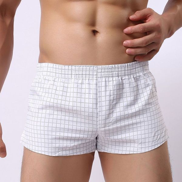 Masculino de luxo de luxo masculino boxers shorts xadrez de algodão calcinha grande curta respirável boxer sexy unterhosen underpants brikes gavetas kecks thong hk4o