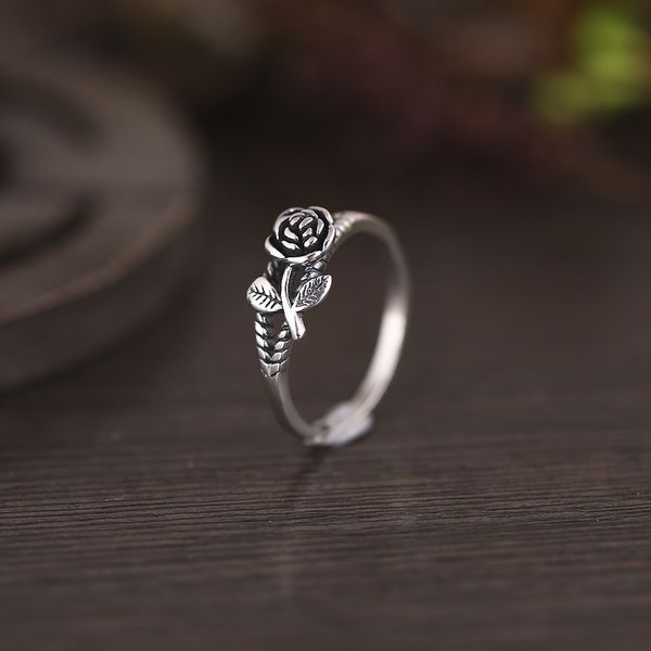 

women fashion sterling silver vintage 3d rose ring courtship engagement wedding party jewelry, Golden;silver