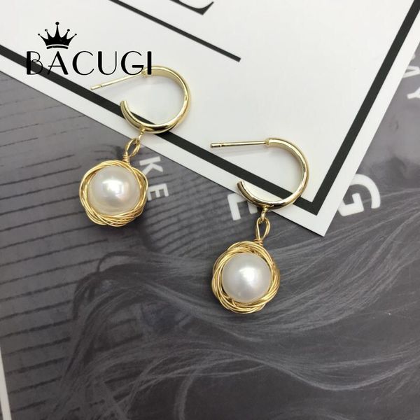 

2019 new 14kgf pearl drop earrings pearl jewelry handmade earrings hanging for women to a party, Golden;silver