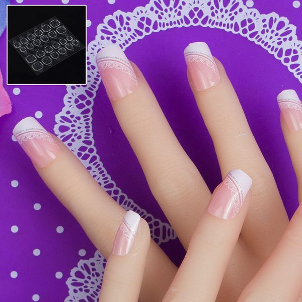 

jq 24 pcs nail art tips in 1 box with nail glue tape press on false tips full cover fake tip 10 sizes faux ongles jq057, Red;gold