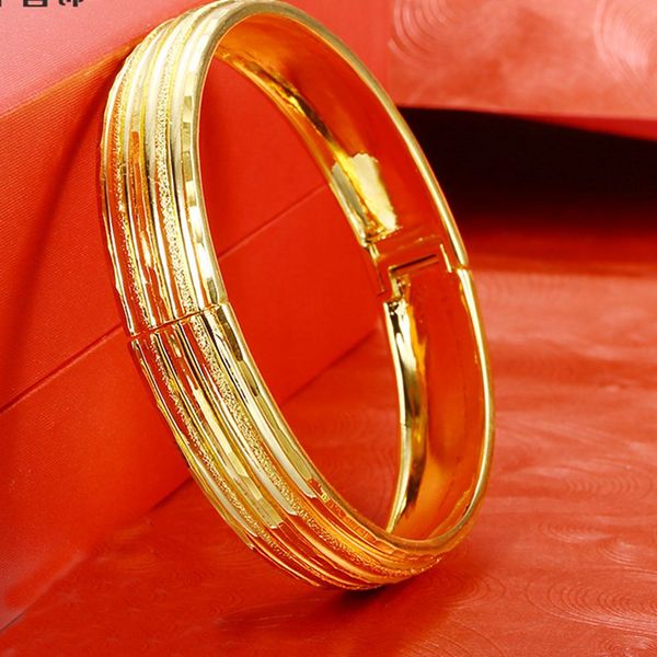 

12mm thick womens bangle 18k yellow gold filled classic style wedding party openable bangle bracelet dia 6cm, Black