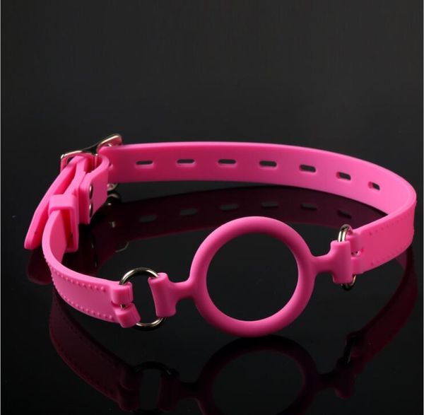Neueste rosa Silikon-Knebel mit offenem Mund, Bondage-Geschirr, Ringknebel, BDSM-Fetisch-Fesseln, Sexspiele, Spielzeug für Paare, Sextoys