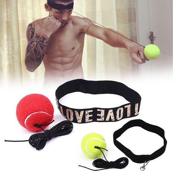 

new fight exercise tennis ball boxing fitness training balls with head band yellow/red