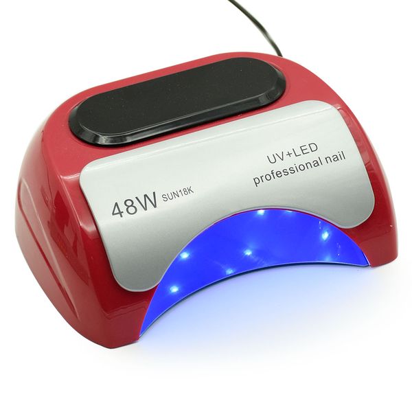 

48w dual uv led nail lamp nail dryer gel polish curing light with bottom 5s/30s/60s timer lcd display manicure art tools