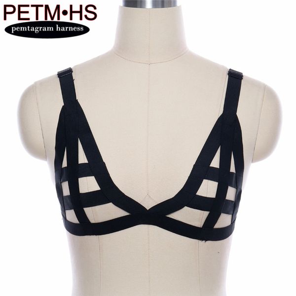 

black goth adjust body harness halloween bondage harness burlesque pole dance rave wear bra fetish body cage, Black;white