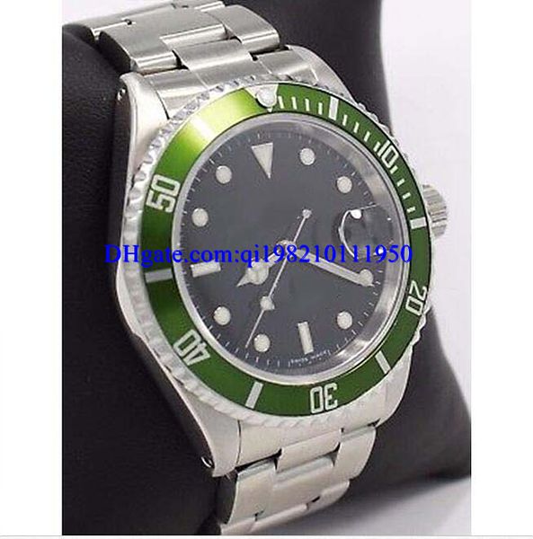 

christmas gift mens watches 16610 black dial green bezel men's watch mint condition 40mm mechanical automatic 40mm, Slivery;brown