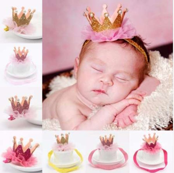 

girl's head accessories hairband baby shiny cute princess children tiara hair band headband kids elastic crown headwear