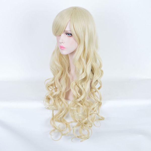 

pretty long new style wavy blonde fashion health hair wig cosplay wigs, Black