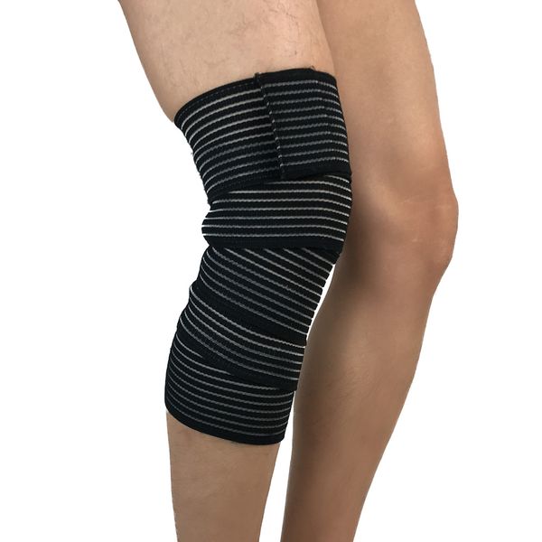 

1.8m elastic knee sleeve winding bands sports sleeves running football basketball weight lifting knee belt, Black;gray