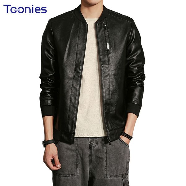 

new fashion stylish men's leather jacket pu cotton stand popular zipper long sleeved hight quality female pu outerwear plus size, Black