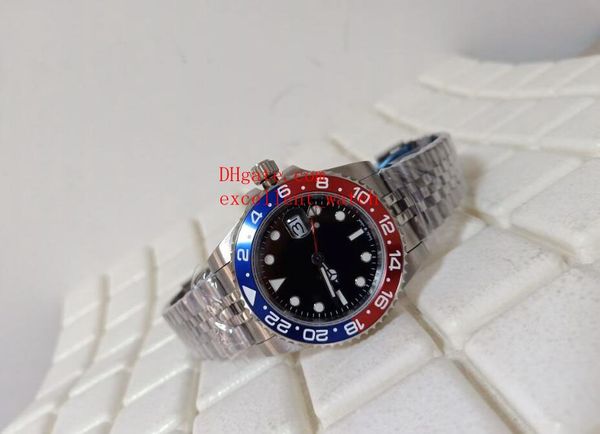 

new fashion basel world watches gmt 40 mm 126710 126710blro stainless steel ceramic bezel black dial asia 2813 automatic mechanical mens w, Slivery;brown