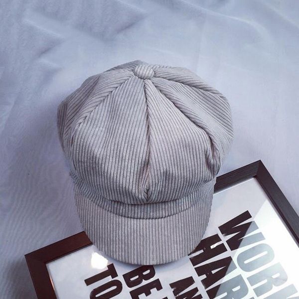 

korean vintage beret cap girl corduroy female women hat casual solid cotton spring summer pink british hat peaked 2018 sale, Blue;gray