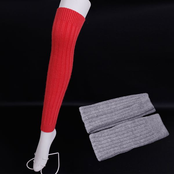 

solid color wool stripe thigh stockings female wool boots socks knit high knee socks, Black;white