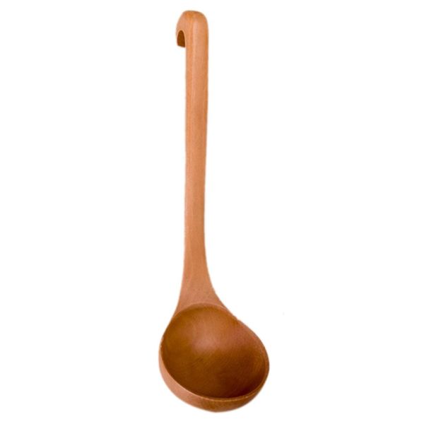 

itechor curved hook soup spoon wooden long handled spoon tableware cooking tools - burlywood