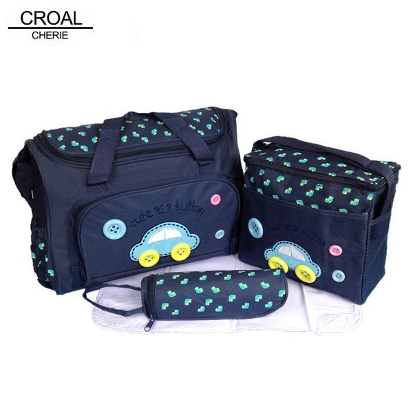 

croal cherie 40*29*14cm 4pcs car print mother bag baby diaper bags sets multifunctional baby nursing nappy bag for mom organizer