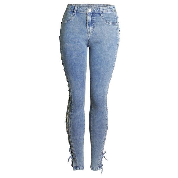 

september fashion women jeans skinny tight lace up jeans women, Blue