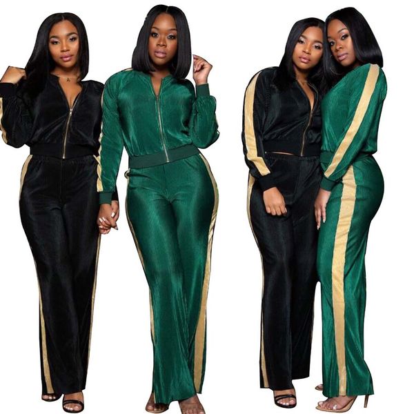 

Autumn Winter Women Fashion Jogger Sport sweat Suit Velour Tracksuits Zipper Sweatshirts Casual Sportwear Pants Two Piece Set Outfits