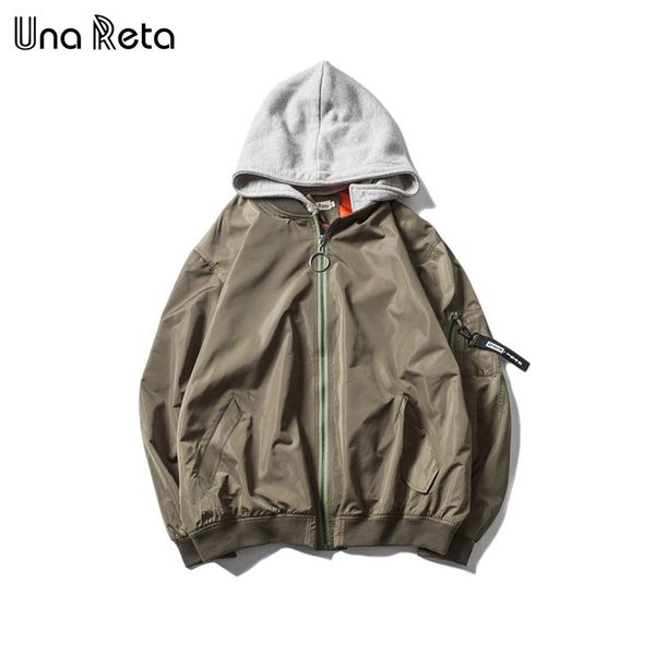 

una reta hip hop hoodie jackets men streetwear 2018 new autumn hat detachable design fashion casual hooded jacket coats mens, Black;brown