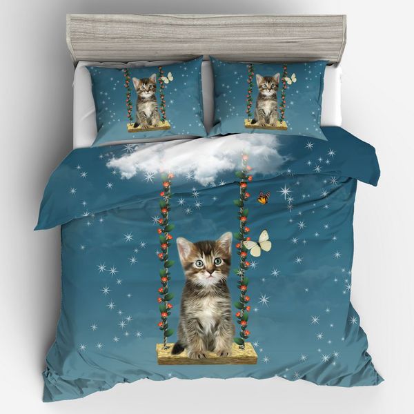 

3d quilt cover pillow cover bed linens pug cat bedding duvet set twin full  king size
