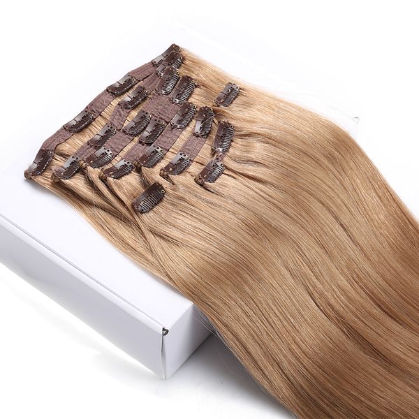 ELIBESS Hair -Stright Wave Clip In HumanHair Extensions 100 g / set 7 pezzi Clip On Remy Human Hairs